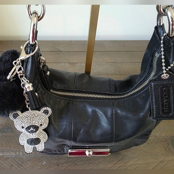 Coach Black Leather Kristen Hobo Bag With Crossbody Strap & Unbranded Charm - Picture 5 of 16